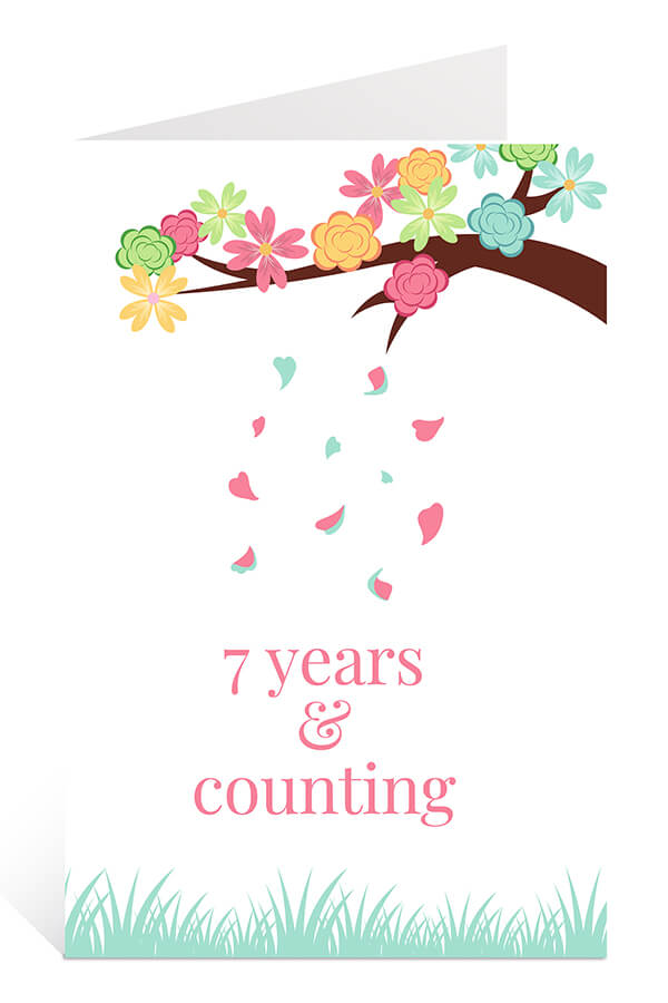 Download Free Printable Anniversary Card: 7 years and Counting