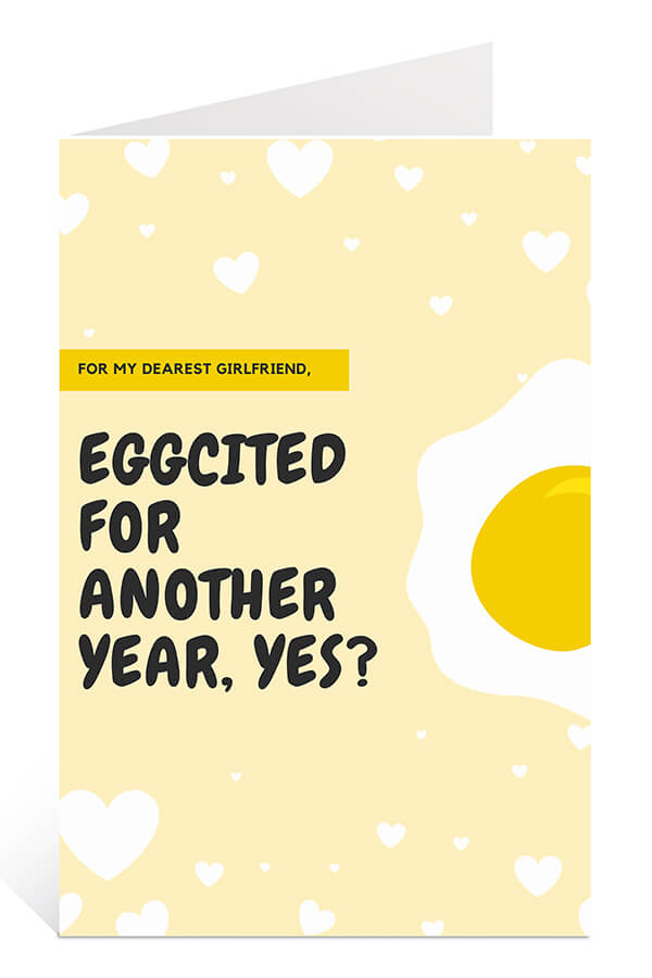Download Free Printable Anniversary Card: Eggcited Card for Girlfriend