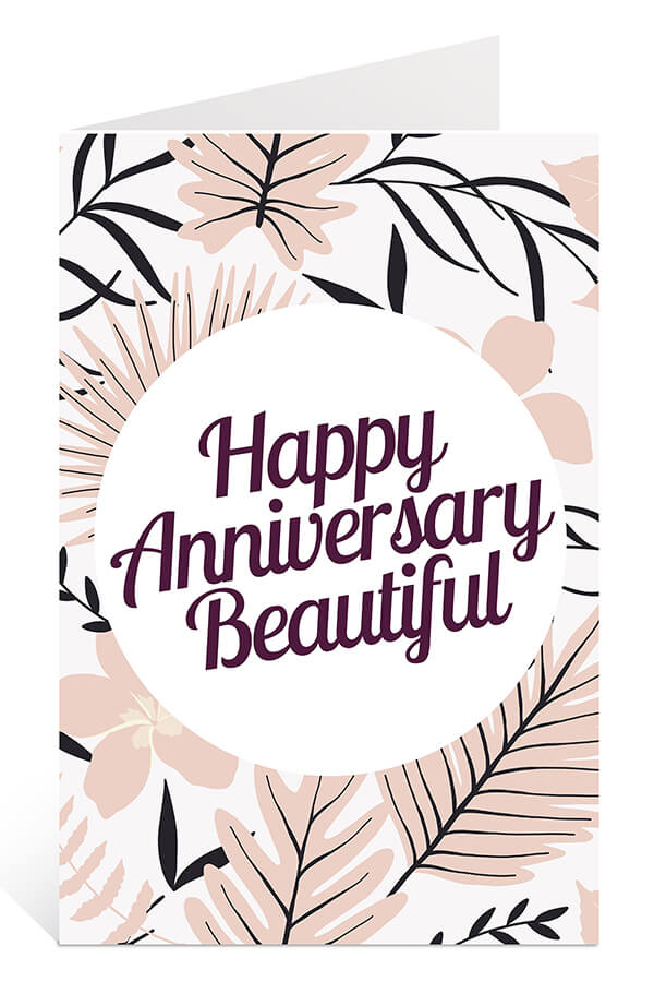 Download Free Printable Anniversary Card: Happy Anniversary Beautiful