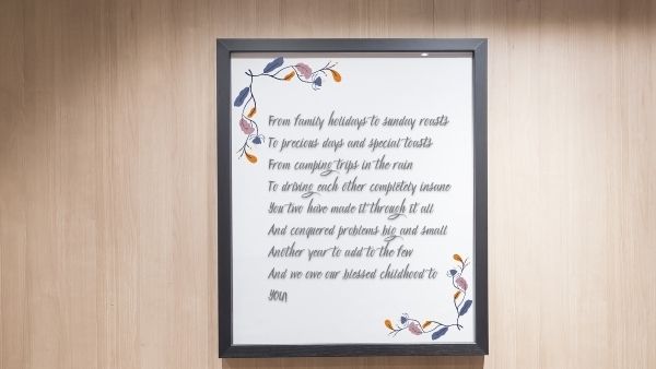 Anniversary Gifts for Parents Idea 19: Framed Parent’s Poem