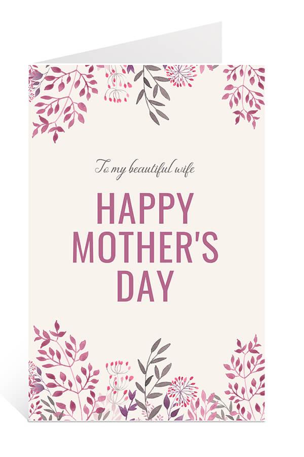 Download Free Mother's Day Card: Pink Flowers for Beautiful Wife
