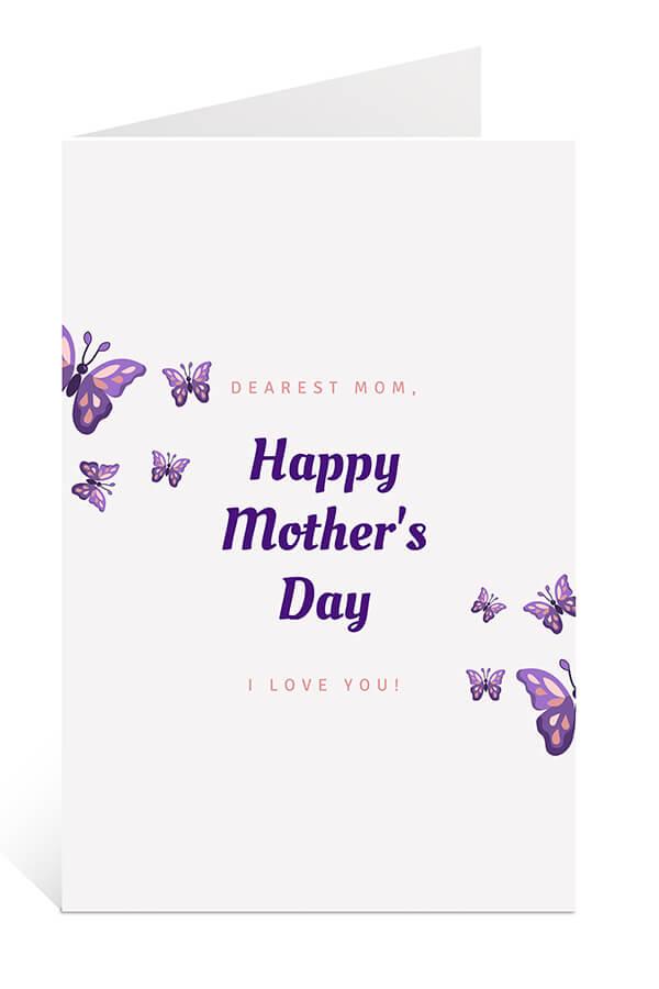 Download Free Printable Mother's Day Card: With Purple Butterflies