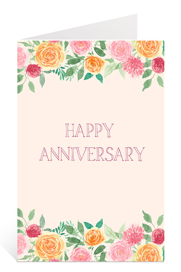Download Free Printable Anniversary Card: Happy Anniversary Summer Floral 