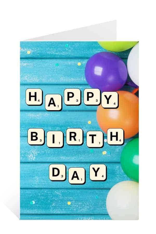 Classic Happy Birthday Card Free Download with Scrabble Letters
