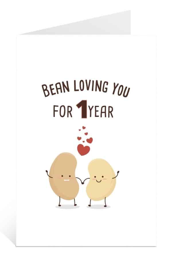 Bean Loving Your for 1 Year Card Preview