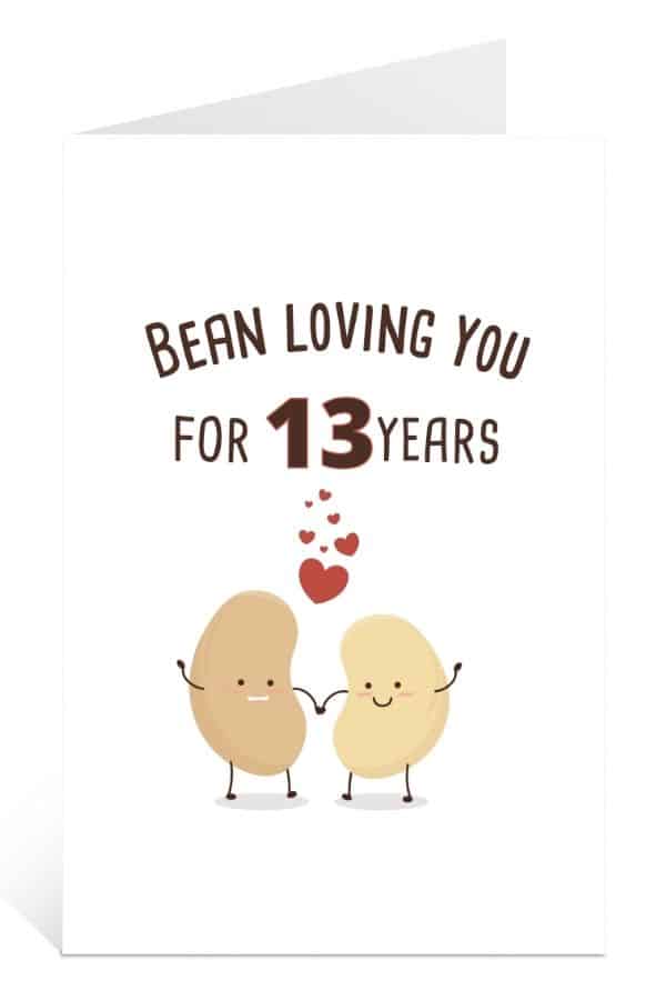 Bean Loving Your for 13-Years Card Preview