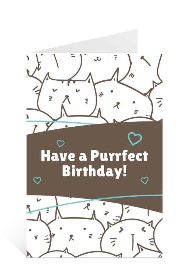 Free Download & Print Birthday Card to Friends with Cute Cartoon Cats