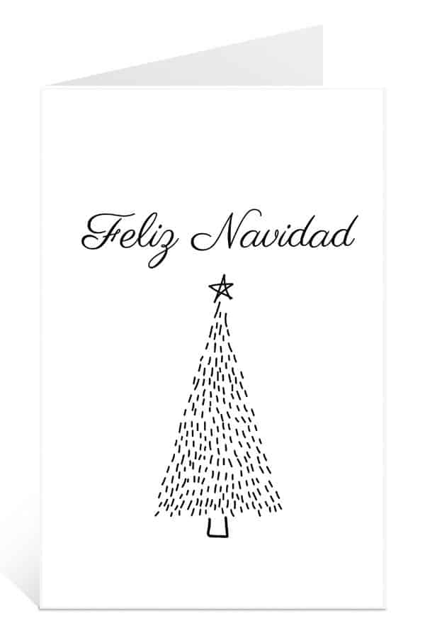 Printable Christmas Card to Download for Free: Black and White Feliz Navidad