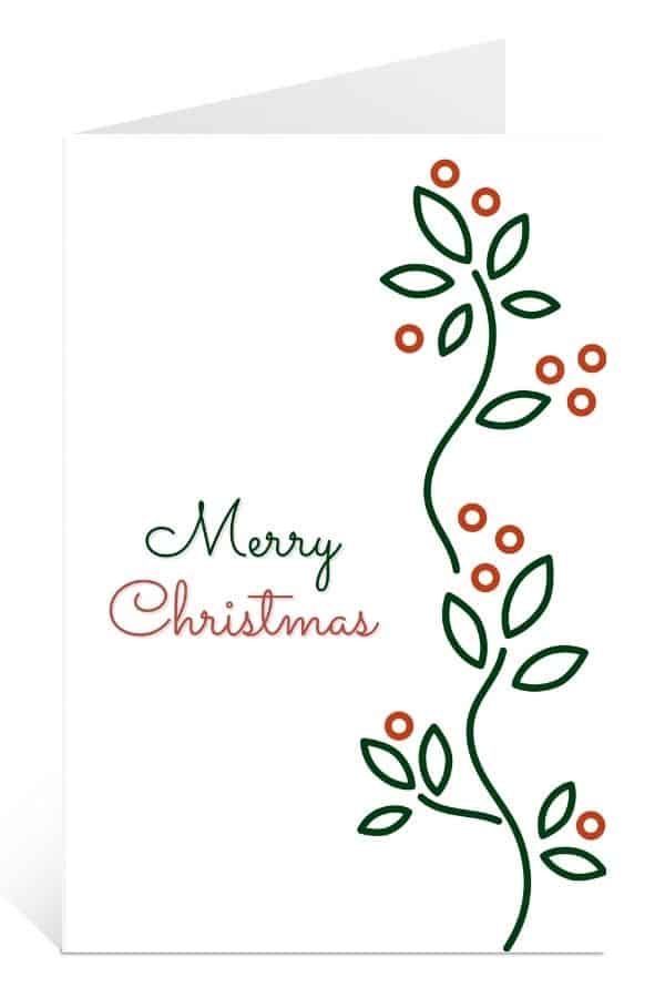 Printable Christmas Card to Download for Free: Simple Floral Line