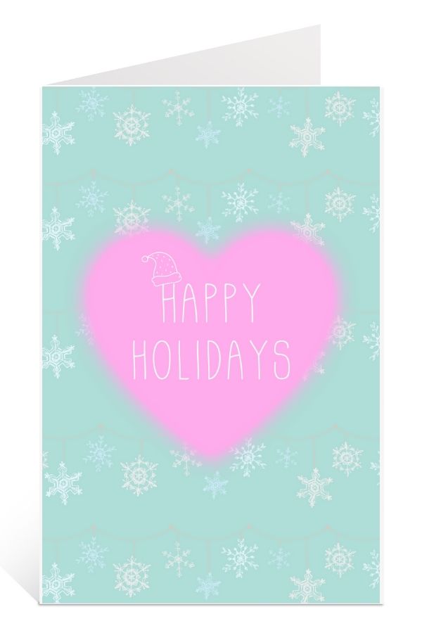 Printable Christmas Card to Download for Free: Sweet Pink Heart