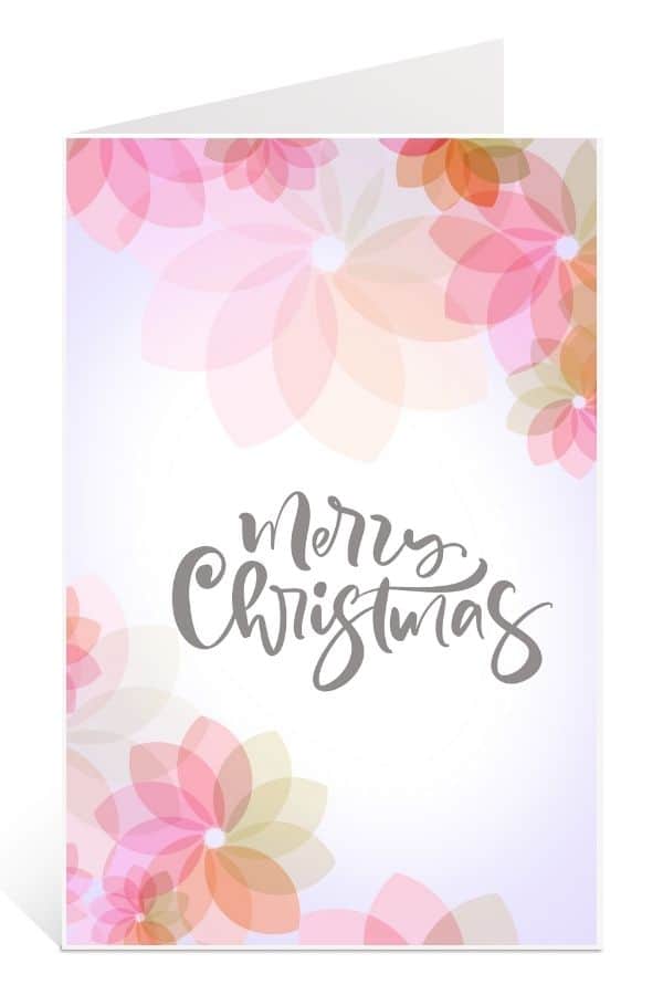 Printable Christmas Card to Download for Free: Romantic Pink Floral