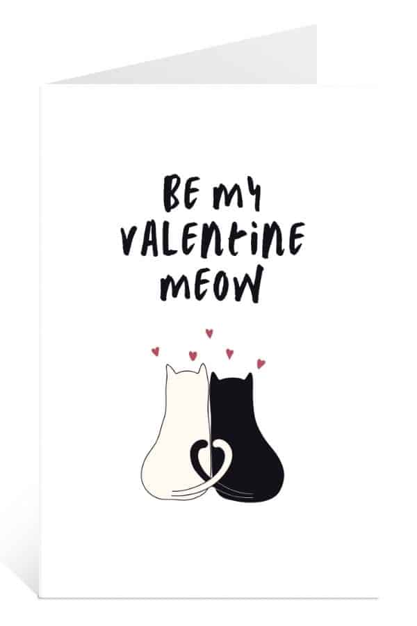 Mock-up Card of printable valentine cards be my valentine meow