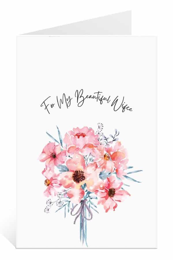 Mock-up Card of printable valentine cards for my beautiful wife pink floral