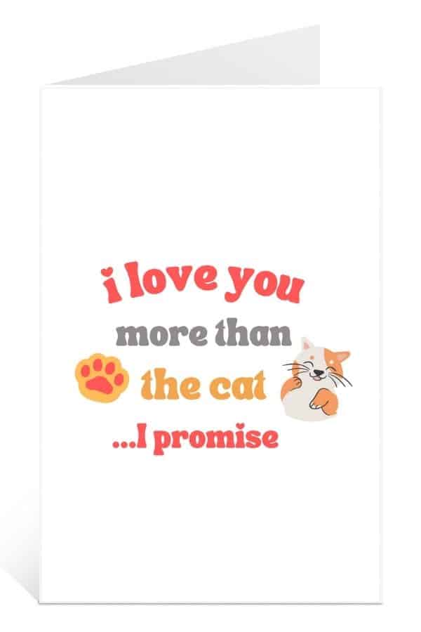 Mock-up Card of printable valentine cards love you more than cat