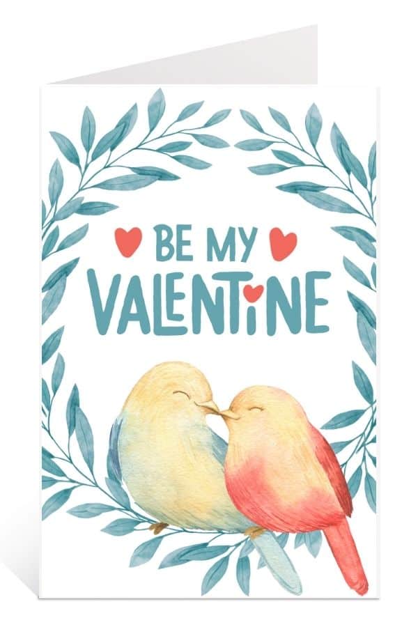 Mock-up Card of printable valentine cards romantic watercolor lovebirds