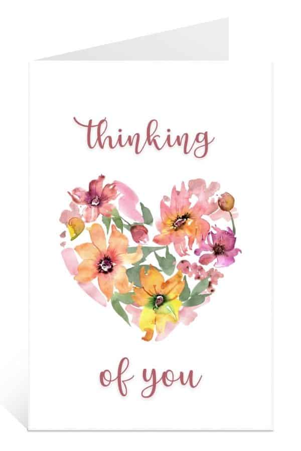 Mock-up Card of printable valentine cards thinking of you