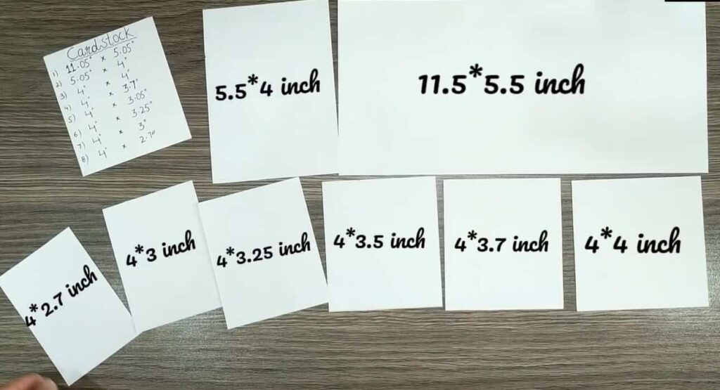 Image of 8 Pieces Card Stock with Sizes